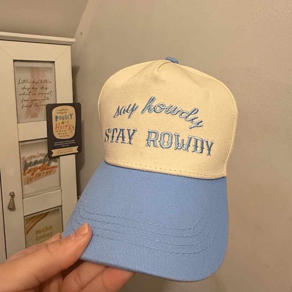 Blue and Cream 'Stay Rowdy' Cap